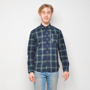 Bellfield - Green Check - Mens Shirt - Navy