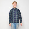 Bellfield - Green Check - Mens Shirt - Navy