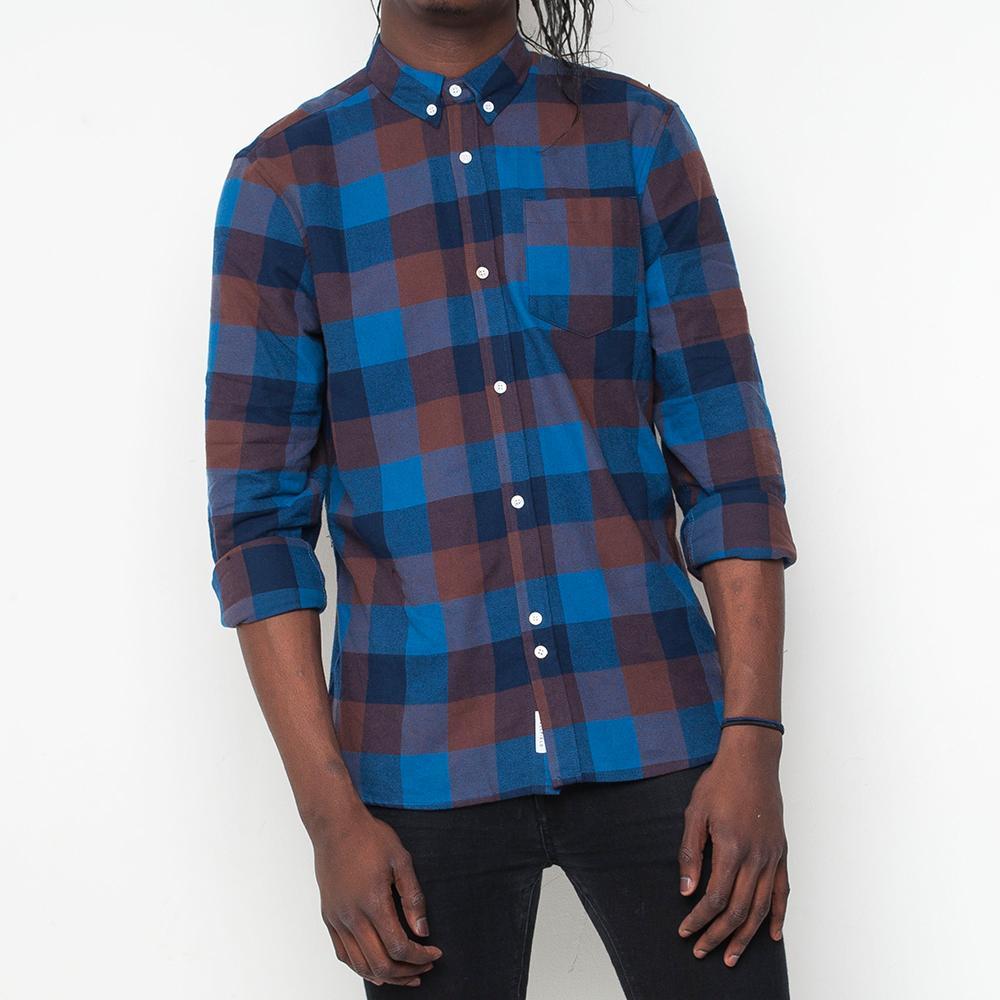 Bellfield - Blue Check - Mens Shirt - Blue/Purple