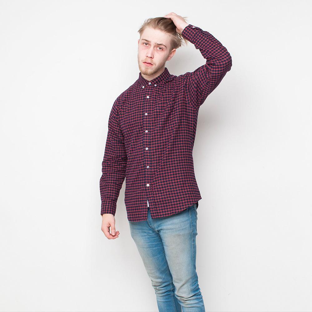 Pop - Small Check - Mens Shirt - Red/Navy