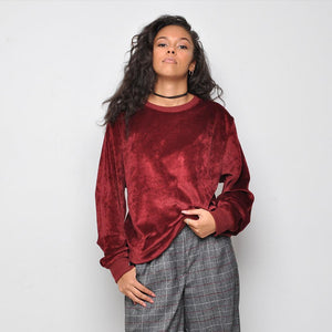 Bellfield - Women Velvet Top - Burgundy