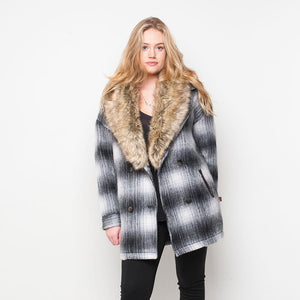 Bellfield - Fur Trim - Womens Coat - Grey/White