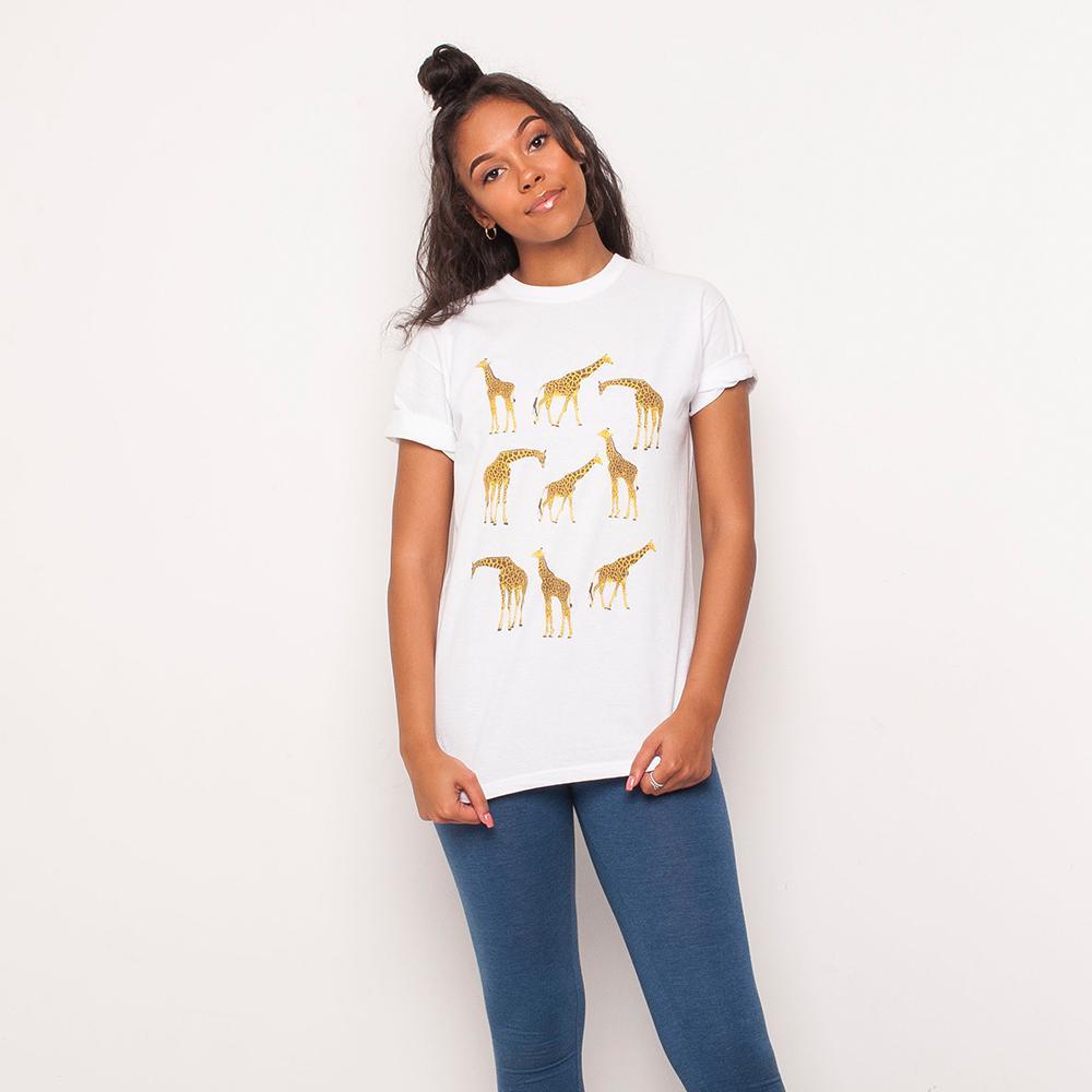 H&L - Giraffe - Womens T Shirt - White
