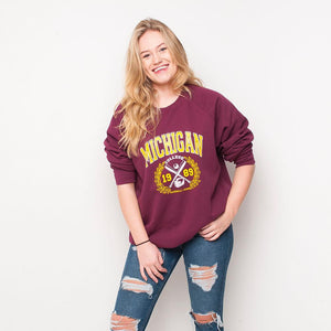 H&L - Michigan - Womens Sweat - Burgundy
