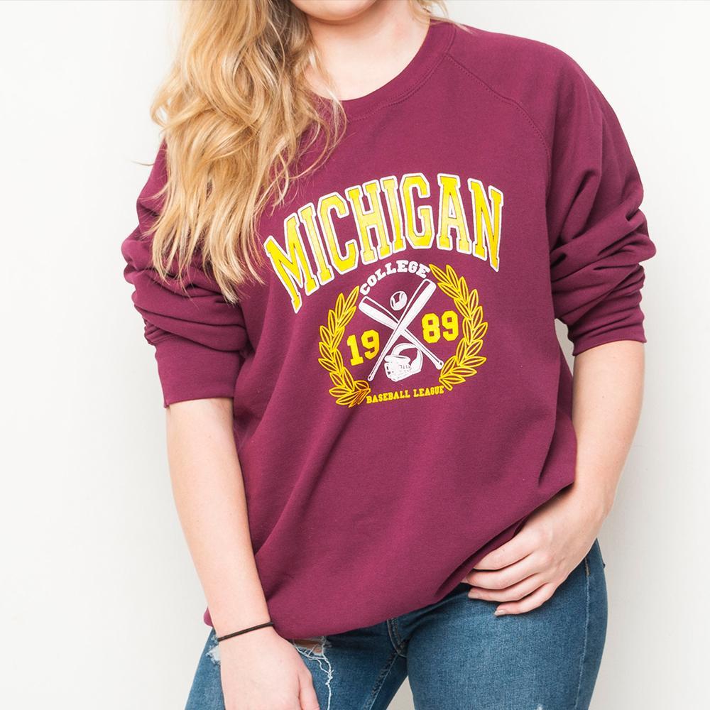 H&L - Michigan - Womens Sweat - Burgundy