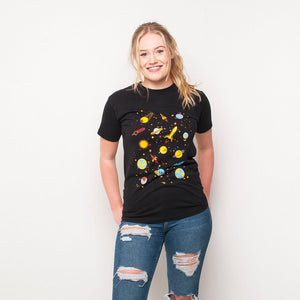H&L - Planets - Womens T Shirt - Black