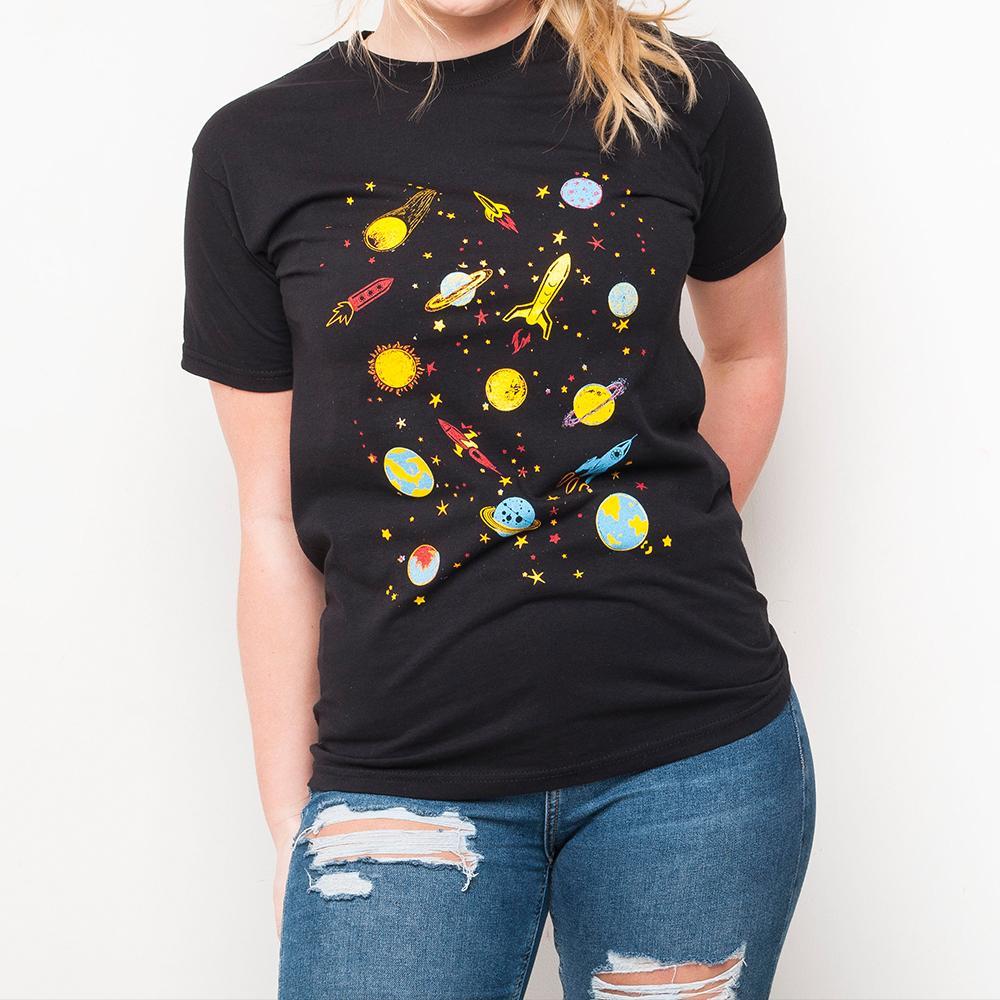 H&L - Planets - Womens T Shirt - Black
