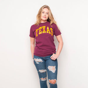 H&L - Texas - Womens T Shirt - Burgundy