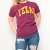 H&L - Texas - Womens T Shirt - Burgundy