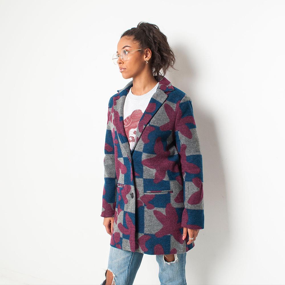 Ouevre - Pattern - Womens Coat - Blue