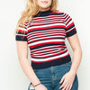 Pop - Stripe - Womens Top - Red