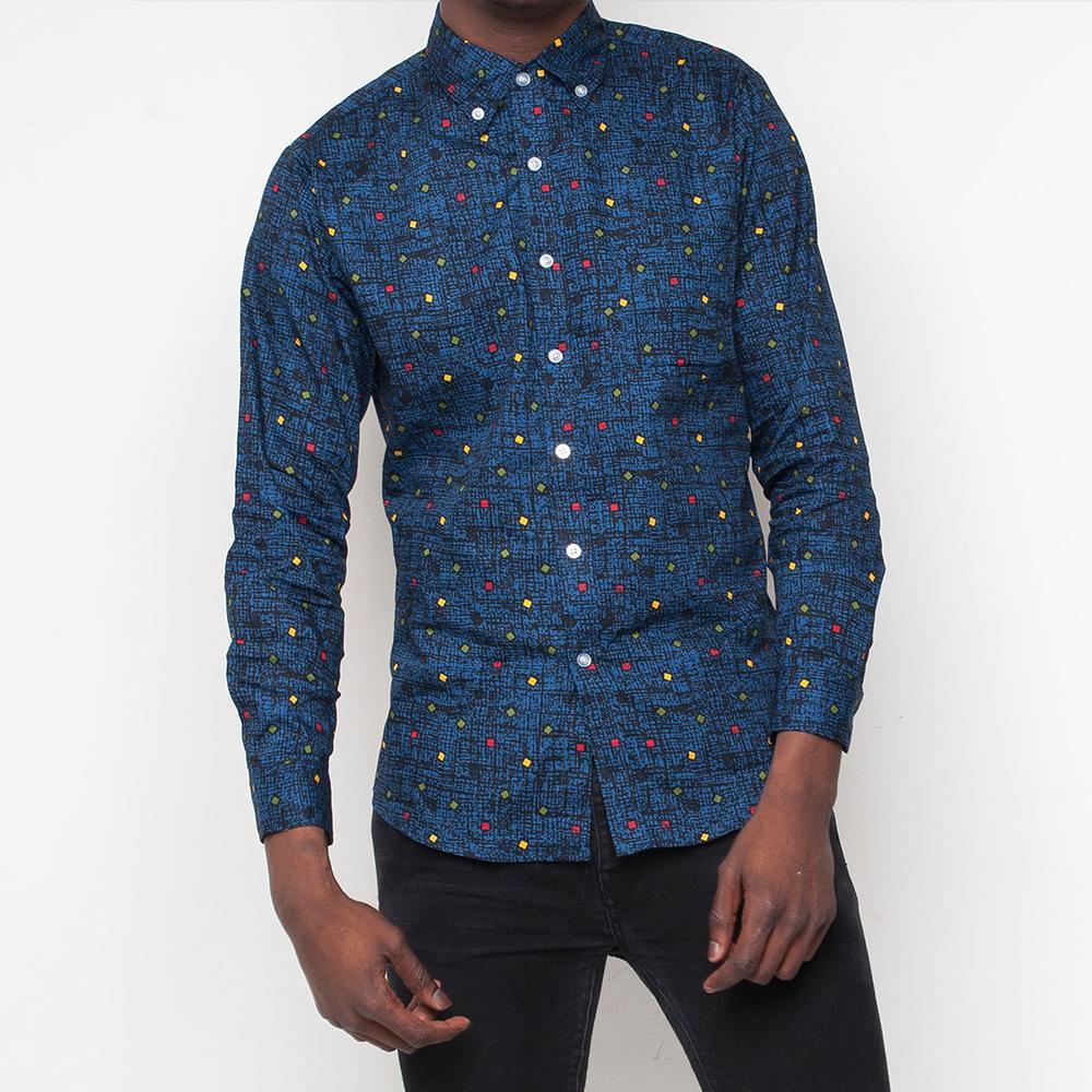 Pop - Diamond Pattern - Mens Shirt - Blue
