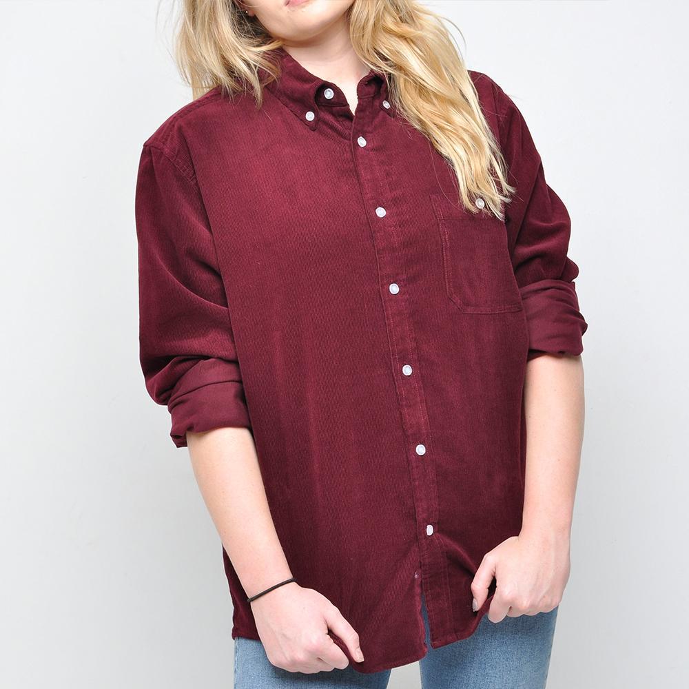 Pop - Womens Cord Shirt - Burgundy