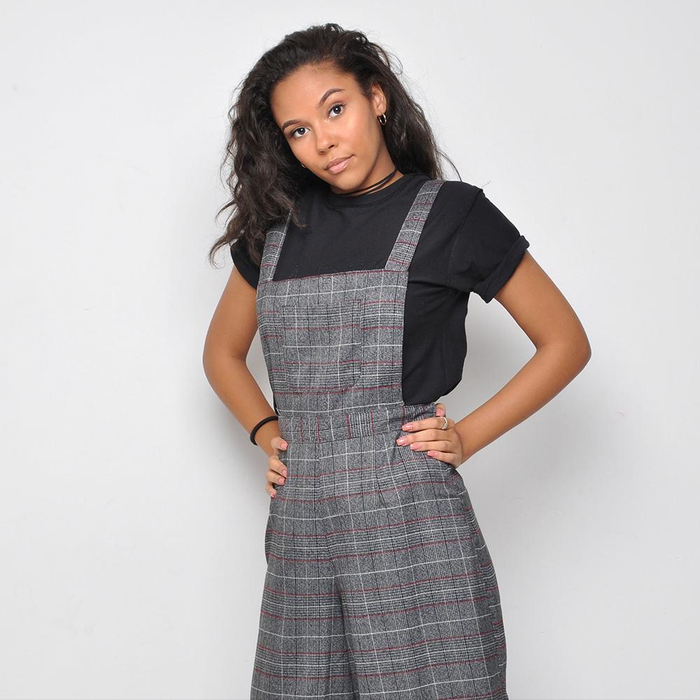 Pop - Checked Playsuit - Grey