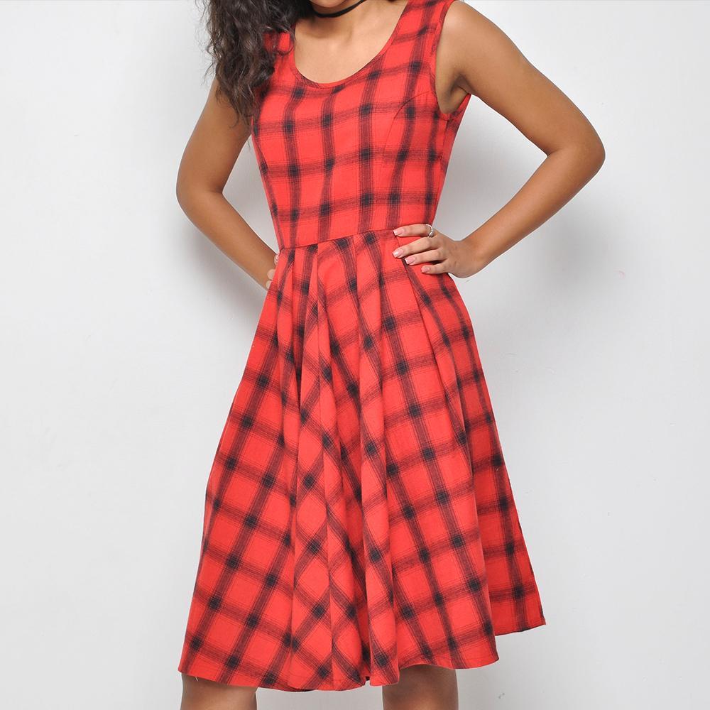 Pop - Checked Dress - Red