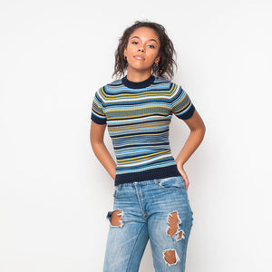 Pop - Stripe - Womens Top - Yellow
