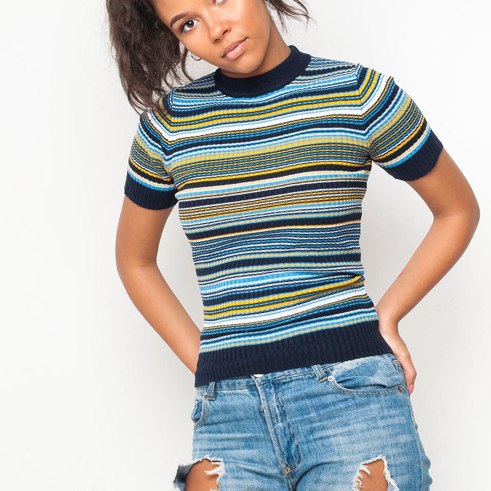 Pop - Stripe - Womens Top - Yellow