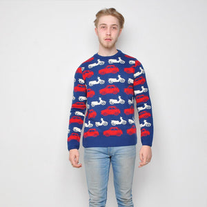 Run & Fly - Cars & Bikes - Mens Jumper - Blue