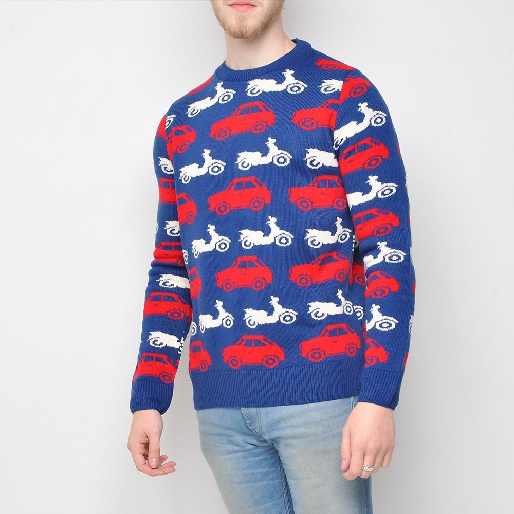 Run & Fly - Cars & Bikes - Mens Jumper - Blue