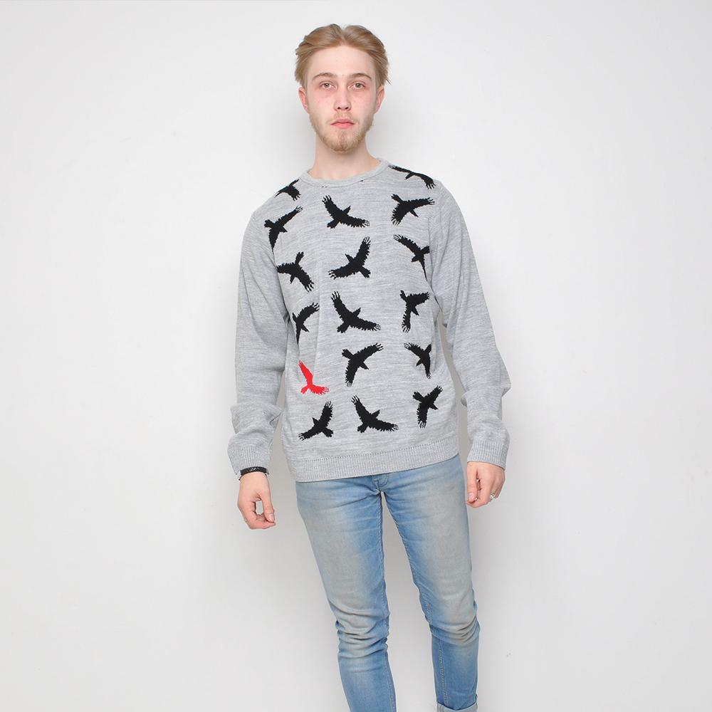 Run & Fly - Crows - Mens Jumper - Grey
