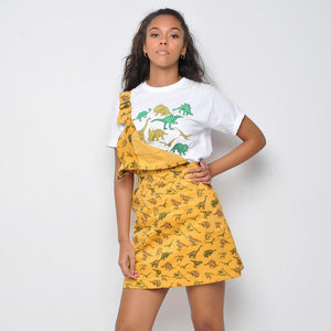 Run & Fly - Dinosaur Cord Pinafore - Mustard