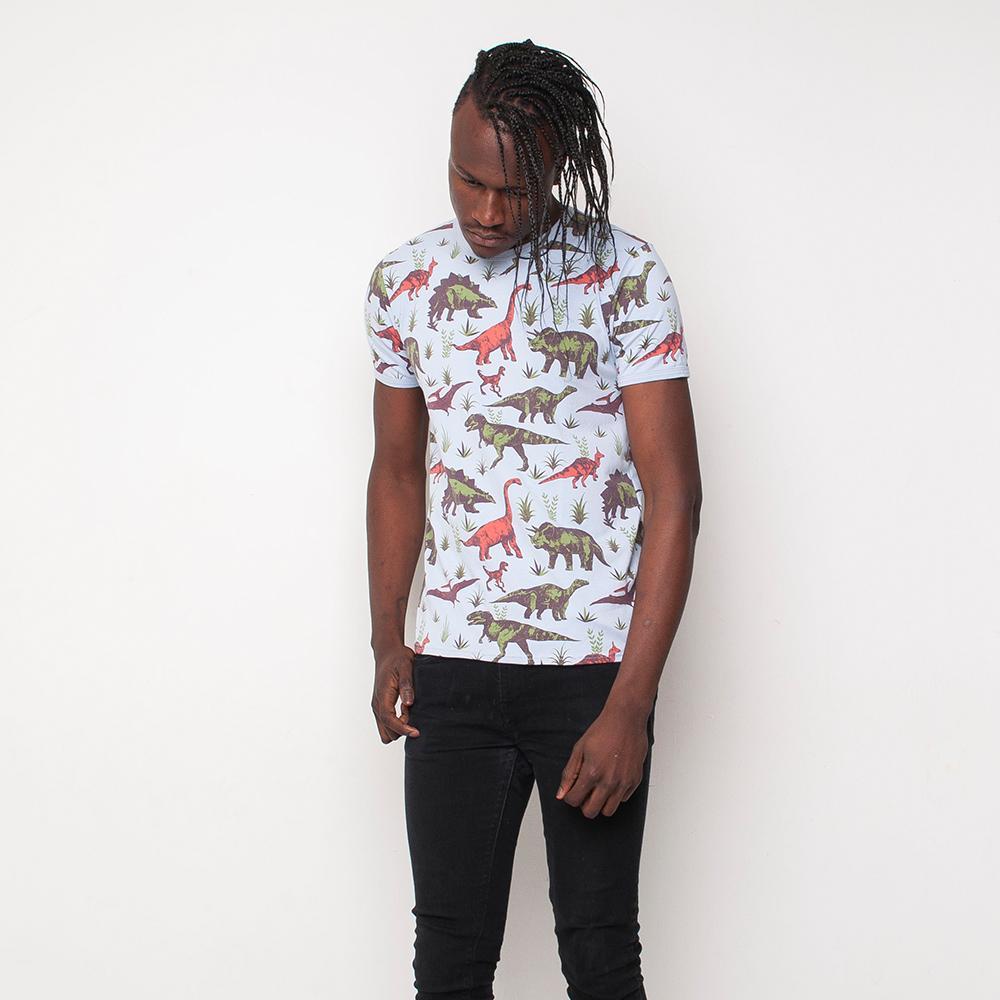 Run & Fly - Dinosaur - Mens T-Shirt - Blue