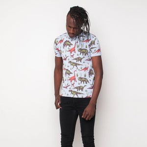 Run & Fly - Dinosaur - Mens T-Shirt - Blue