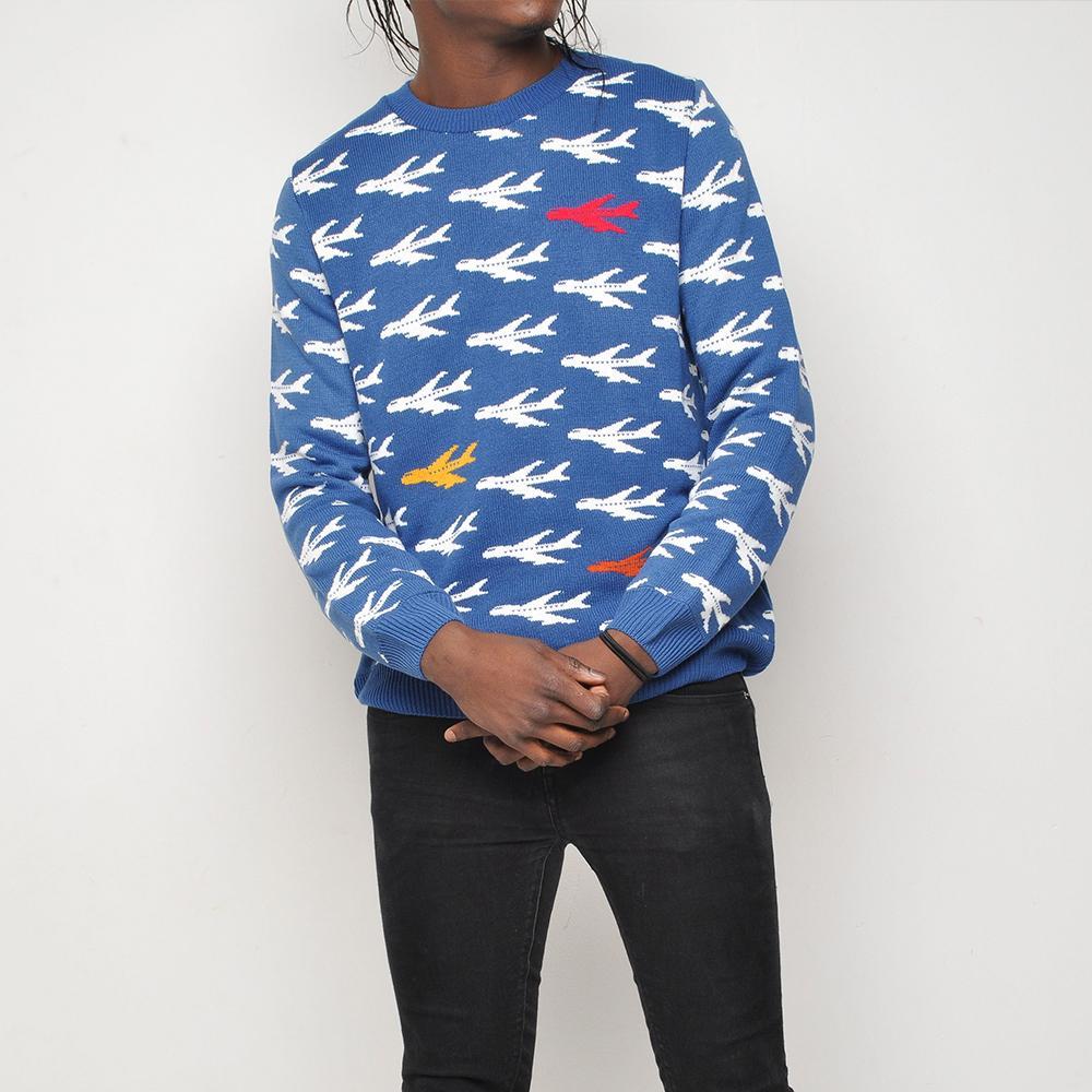 Run & Fly - Planes - Mens Jumper - Blue