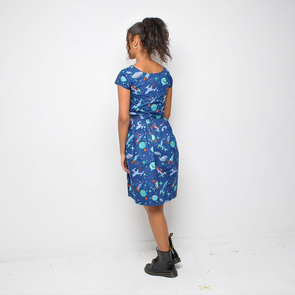 Run & Fly - Planets - Womens Dress - Blue
