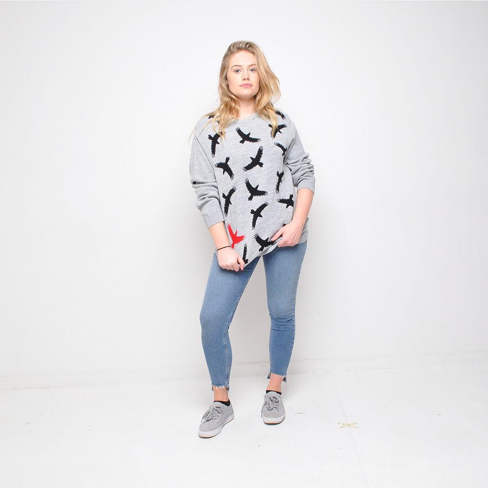 Run & Fly - Crows - Womens Jumper - Grey